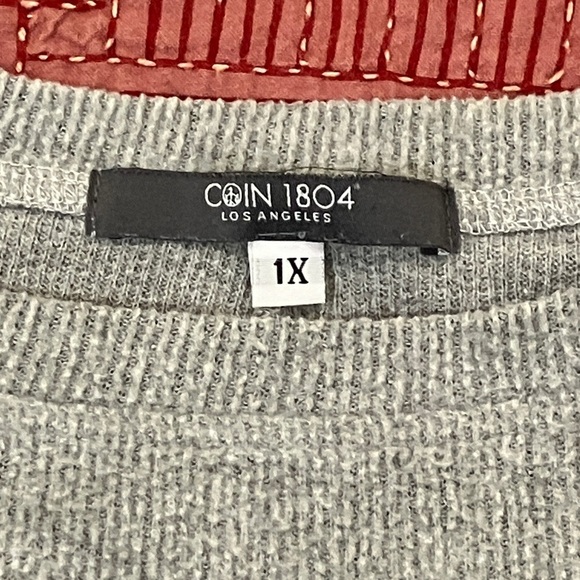 COIN 1804 ladies plus size 1x sweater / top charcoal grey - Picture 2 of 12